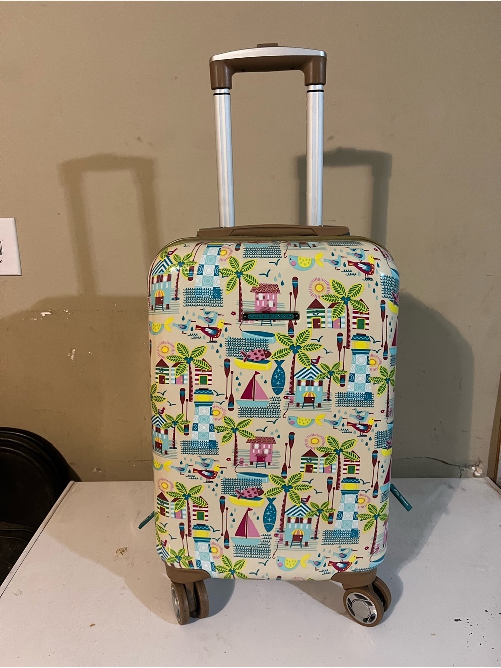 Lily Bloom Tropical Print Carry-On – Cream with Multicolor Accents